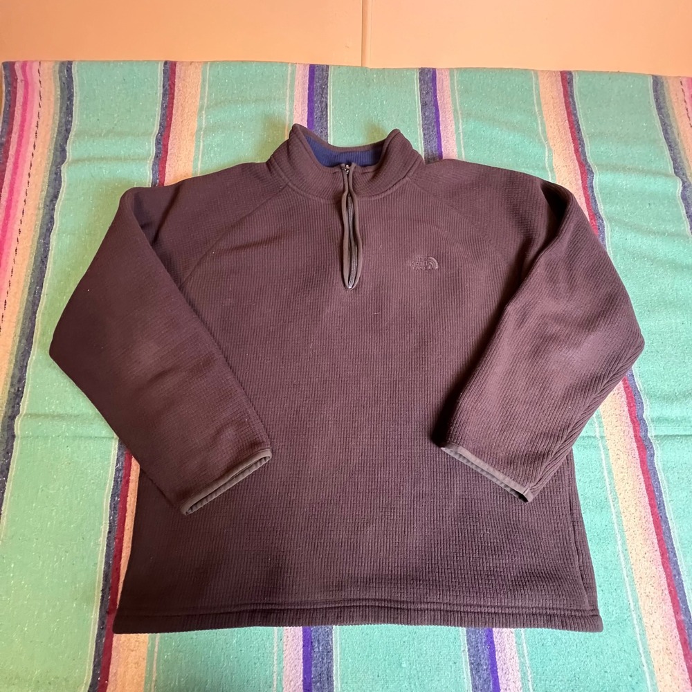 The North Face Pullover Mens Large Purple Waffle Knit Quarter Zip Fleece BF5